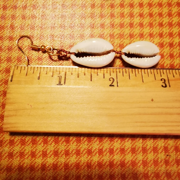 Artisan Made Cowrie Shell Dangling Earrings - Picture 9 of 9